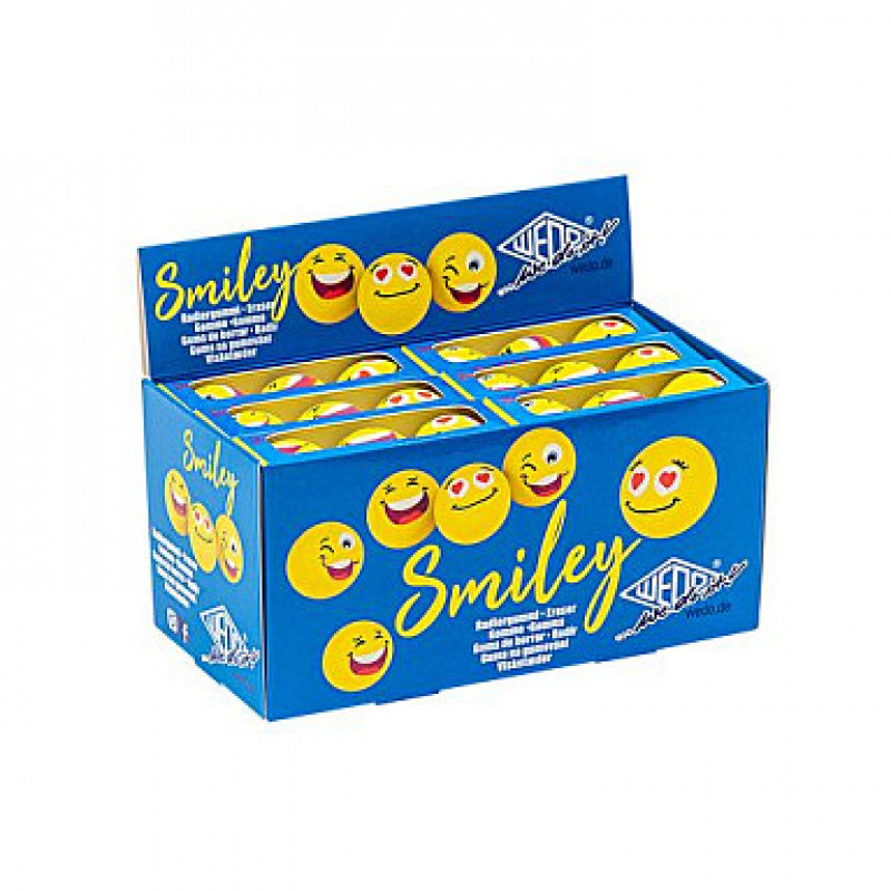 WEDO SMILEY kustutuskumm, kollane, 3 disaini ühes karbis