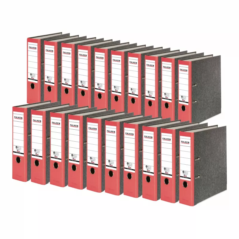 FALKEN Recycling registraator A4, 8 cm, punane marmoreeritud