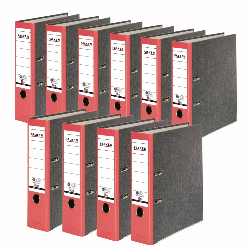 FALKEN Recycling registraator A4, 8 cm, punane marmoreeritud
