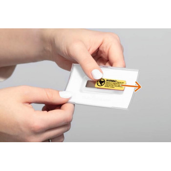 Durable CLICK FOLD nimesilt magnetiga 40 x 75 mm, läbipaistev, 10 tk