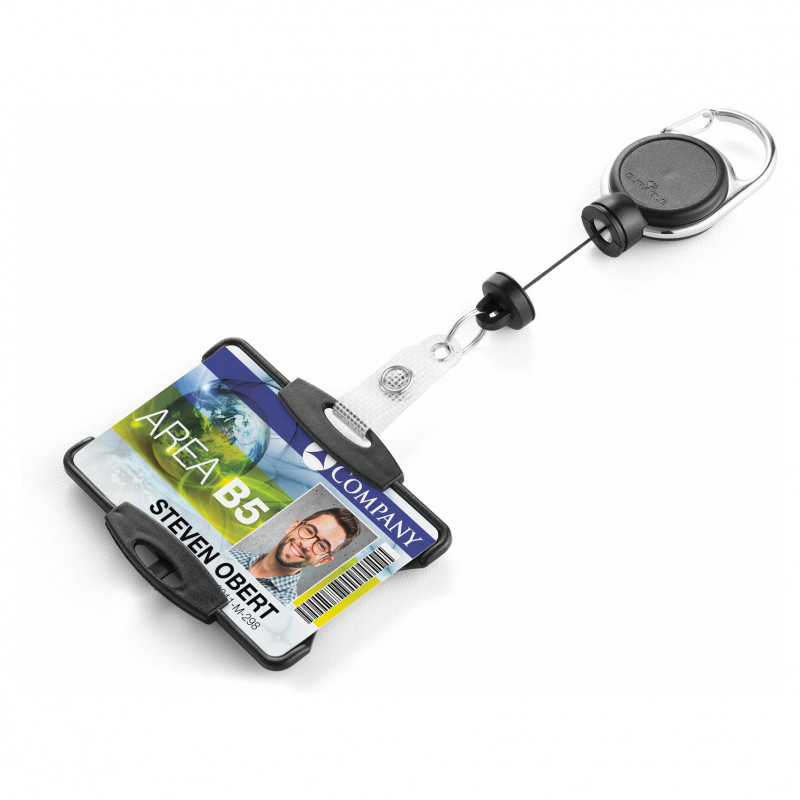 DURABLE nimesildihoidja koos jo-jo EXTRA STRONG 1 kaardile, must (868901)