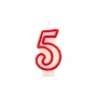 Papstar numbriküünal „5“, 7,3 cm, valge/punane