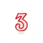 Papstar numbriküünal „3“, 7,3 cm, valge/punane