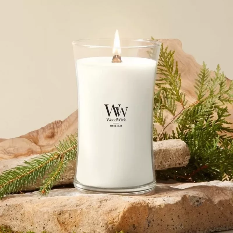 WoodWick White Teak küünal, suur, 610 g