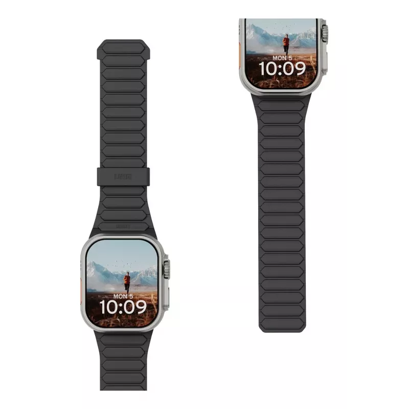 Urban Armor Gear UAG Pathfinder - silikoonist kahepoolne magnetkäepael Apple Watch seeria 4-6 & SE 1-3, 44mm / seeria 7-9, 45mm / seeria 10-11, 46mm / Ultra 1-3, 49mm (tuhk/laava)