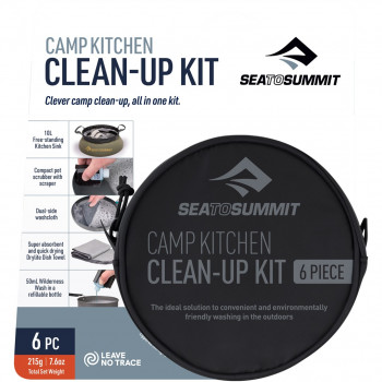 Sea To Summit Camp Kitchen Clean Up Kit, 6-osaline koos puhastusvedelikuga