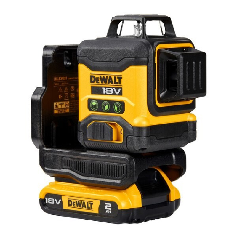 DeWalt DCLE34031D1-QW 3x360° ristjoonlaser, roheline, 40 m, 18 V, 2 Ah aku, TSTAK kohver
