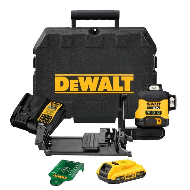 DeWalt DCLE34031D1-QW 3x360° ristjoonlaser, roheline, 40 m, 18 V, 2 Ah aku, TSTAK kohver