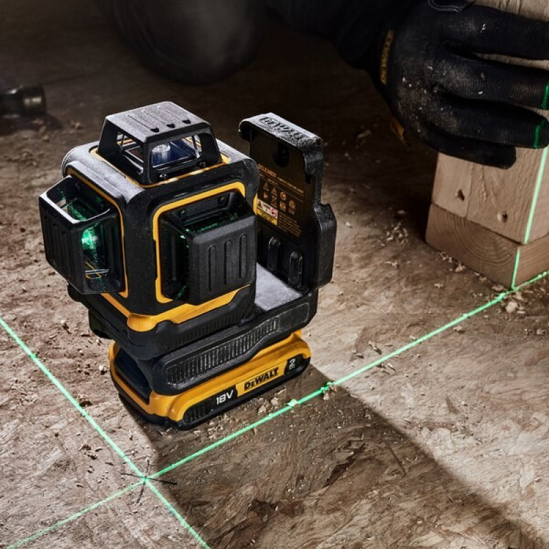 DeWalt DCLE34031D1-QW 3x360° ristjoonlaser, roheline, 40 m, 18 V, 2 Ah aku, TSTAK kohver