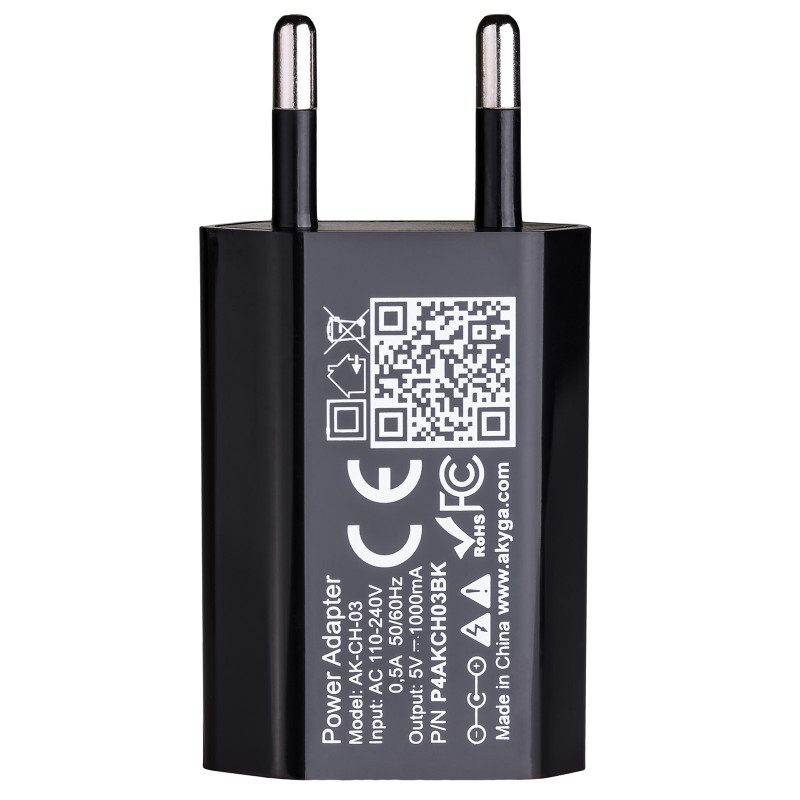 Seinalaadija Akyga AK-CH-03BK 5W USB-A 5V / 1A must