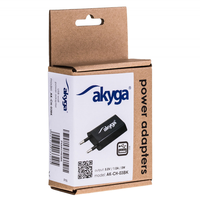 Seinalaadija Akyga AK-CH-03BK 5W USB-A 5V / 1A must