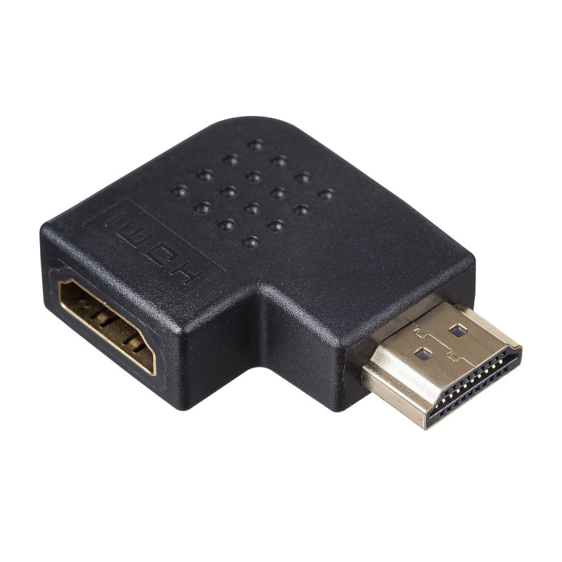Akyga AK-AD-45 HDMI (pistik) – HDMI (pesa) adapter, 90° nurga all vasakule, must