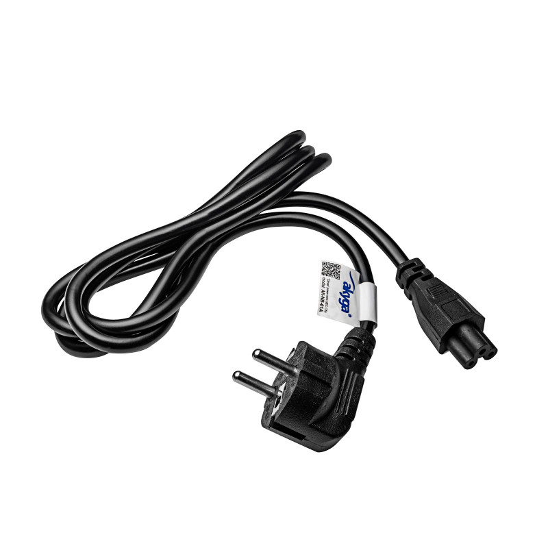 Akyga AK-NB-01A sülearvuti toitekaabel CEE 7/7 - IEC C5 (kolmikleht), 3x 0,5 mm², 1,5 m, must