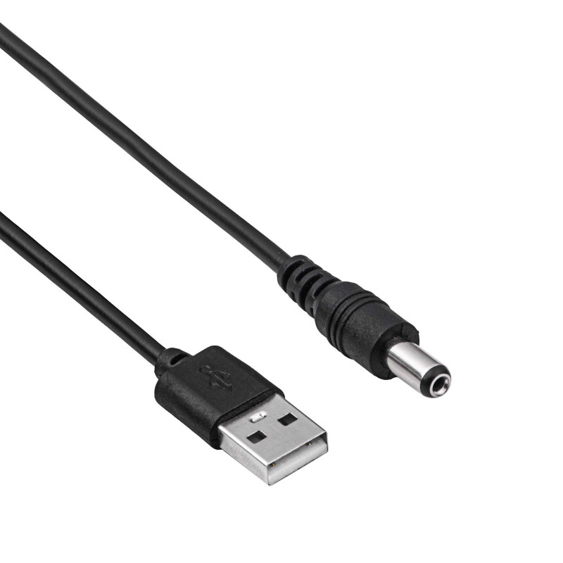 Akyga AK-DC-01 toitekaabel USB-A pistik – DC 5,5 x 2,1 mm pistik, 0,8 m, must