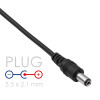 Akyga AK-DC-01 toitekaabel USB-A pistik – DC 5,5 x 2,1 mm pistik, 0,8 m, must