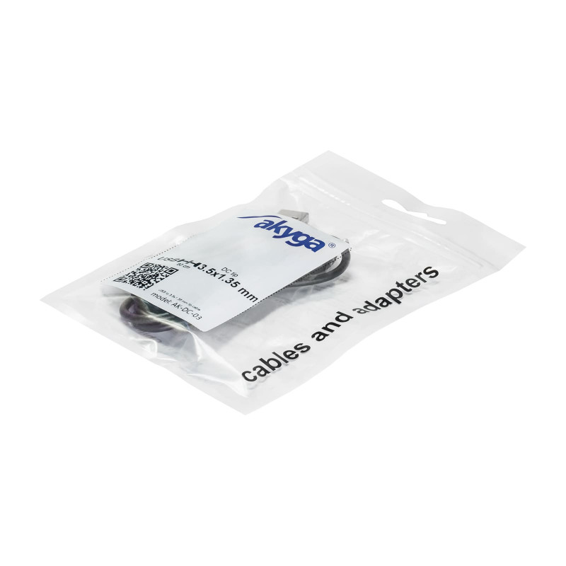 Akyga AK-DC-03 toitekaabel USB-A pistik – DC 3,5 x 1,35 mm pistik, 0,8 m, must