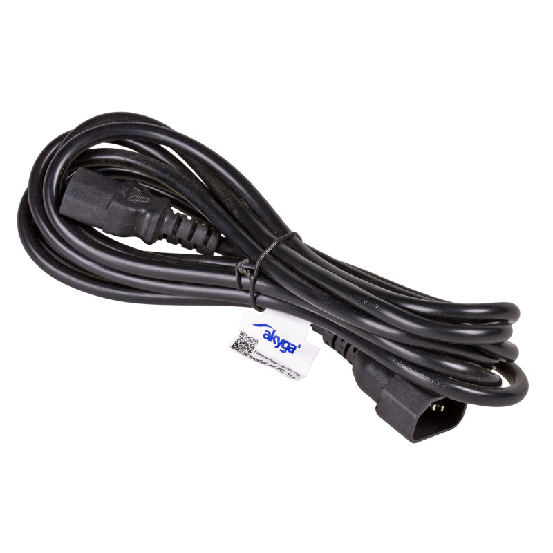 Akyga AK-PC-11A toite pikenduskaabel IEC C14 – IEC C13, CCA 3x0,5 mm², 5 m, must