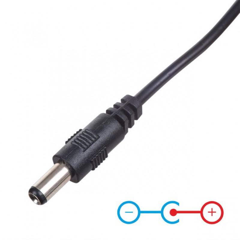Akyga AK-DC-04 toitekaabel USB-A pistik – DC 5,5 x 2,5 mm pistik, 0,8 m, must