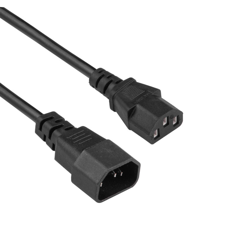 Akyga AK-PC-14A IEC C14 - IEC C13 toitekaabli pikendus, 3x 0,5 mm², 0,5 m, must