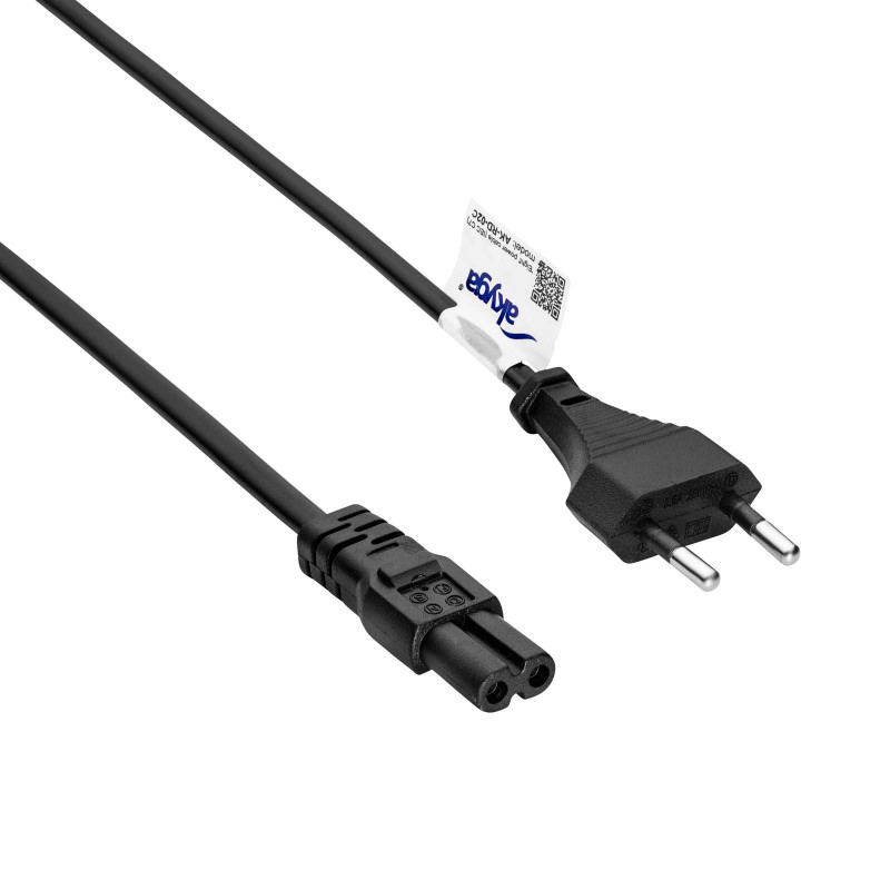 Akyga AK-RD-02C toitekaabel Europlug (CEE 7/16) IEC C7, 2x 0,5 mm² vask, 3 m, must