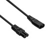 Akyga AK-RD-08A IEC C8 - IEC C7 toitepikenduskaabel, 2x 0,5 mm², 1,5 m, must