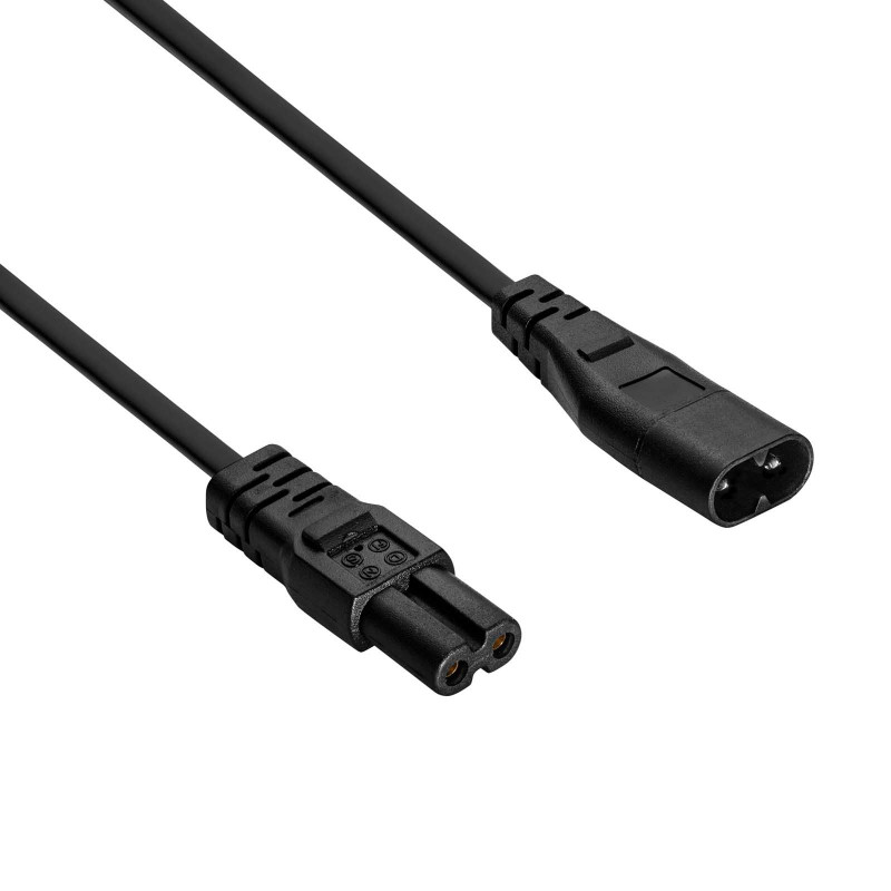Akyga AK-RD-08A IEC C8 - IEC C7 toitepikenduskaabel, 2x 0,5 mm², 1,5 m, must