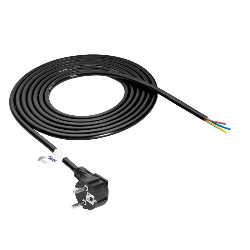 Akyga AK-OT-01S CEE 7/7 toitekaabel avatud otsaga, 3x 1,5 mm² vask, 1,5 m, must