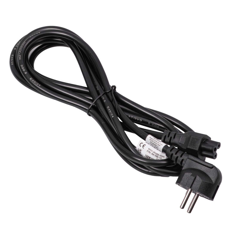 Akyga AK-NB-10C sülearvuti toitekaabel CEE 7/7 - IEC C5, 3x 0,75 mm² vask, 3 m, must