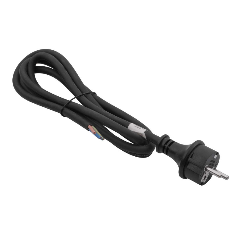 Akyga AK-OT-02S CEE 7/7 kummist toitekaabel avatud otsaga, H05RR-F 3x 1,5 mm², 1,8 m, must
