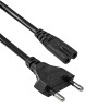 Akyga AK-RD-02A toitekaabel CEE 7/16 (Europlug) – IEC C7 (kaheksa), CCA 2 x 0,5 mm², 3 m, must