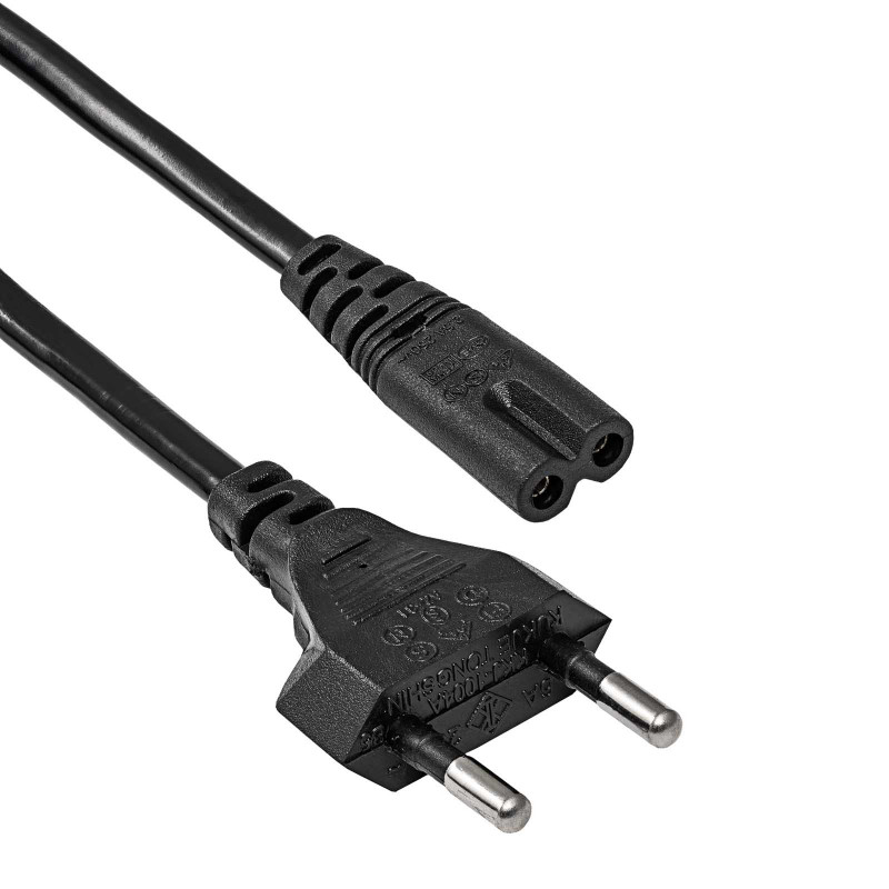 Akyga AK-RD-02A toitekaabel CEE 7/16 (Europlug) – IEC C7 (kaheksa), CCA 2 x 0,5 mm², 3 m, must