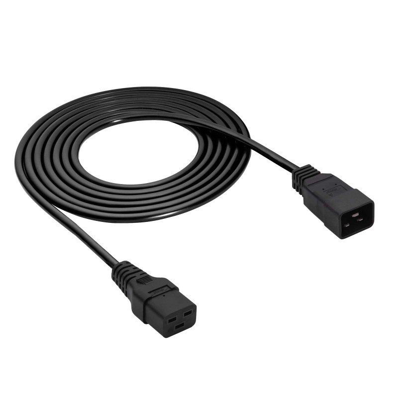 Akyga AK-UP-03S serveri toite pikenduskaabel IEC C20 – IEC C19, vask 3 x 1,5 mm², 16 A, 1,8 m, must