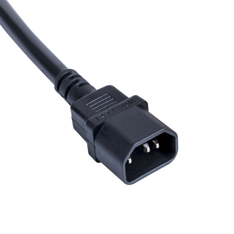 Akyga AK-PC-13A toiteadapteri kaabel IEC C14 – CEE 7/3 (Schuko) pesa, vask 3 x 0,75 mm², 1 m, must