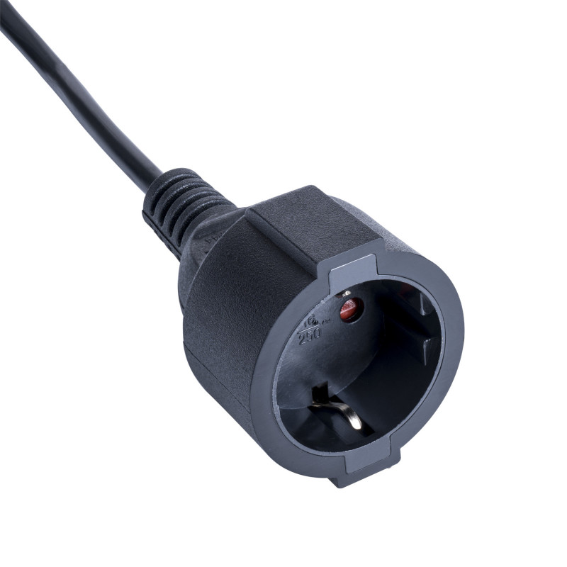 Akyga AK-PC-13A toiteadapteri kaabel IEC C14 – CEE 7/3 (Schuko) pesa, vask 3 x 0,75 mm², 1 m, must