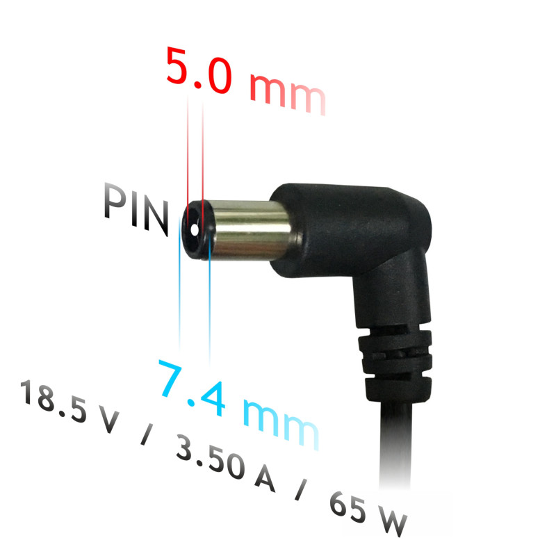 Akyga AK-ND-03 sülearvuti toiteadapter 18,5 V / 3,5 A, 65 W, 7,4 x 5,0 mm + tihvt, 1,2 m, HP sülearvutitele
