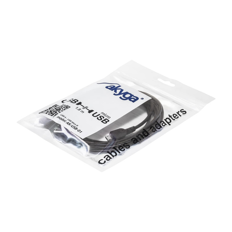 Akyga AK-USB-01 USB 2.0 kaabel USB-A (M) - Micro USB-B (M), 1,8 m, must