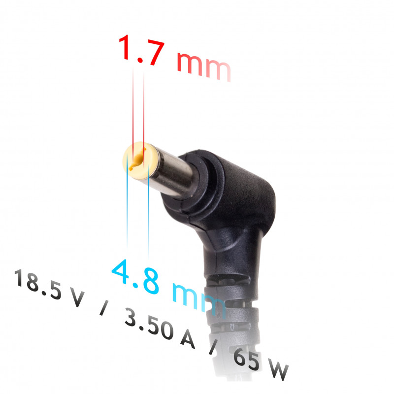 Akyga AK-ND-09 sülearvuti toiteadapter 18,5 V, 65 W, 4,8 x 1,7 mm, 1,2 m, HP sülearvutitele