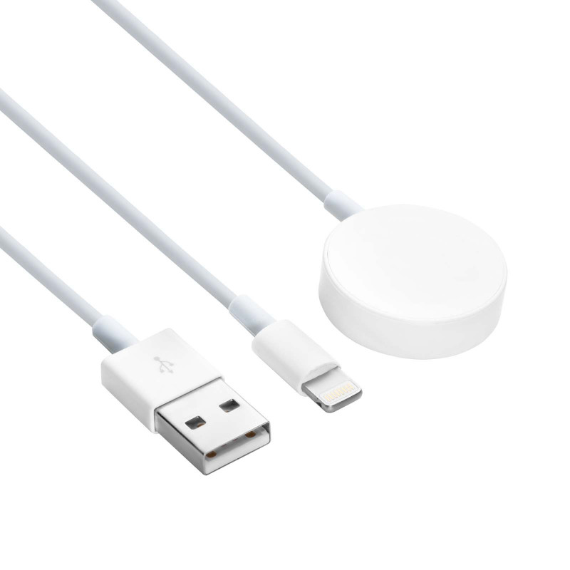 Akyga AK-SW-43 laadimiskaabel Apple Watch Ultra 2 / Series 9/8/7/6/5/4/3/2/1 jaoks, Lightning-pistikuga, USB, 1 m, valge