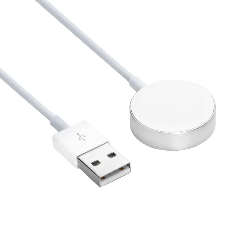 Akyga AK-SW-44 laadimiskaabel Apple Watch Ultra 2 / Series 9/8/7/6/5/4/3/2/1 jaoks, alumiiniumsulam, USB, 1 m, valge