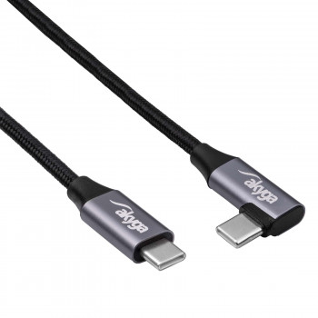Akyga AK-USB-53 USB-C – USB-C punutud kaabel nurgapistikuga, USB 2.0, 60 W, 0,3 m, must
