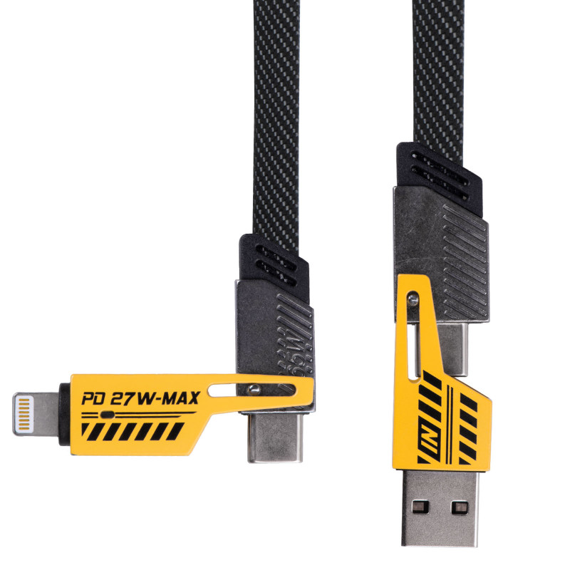 Akyga AK-USB-57 4-in-1 punutud kaabel USB-A/USB-C – USB-C/Lightning, USB 2.0, 65 W, 1 m, hall