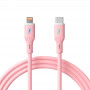 Akyga AK-USB-71 USB-C - Lightning silikoonkaabel, USB 2.0, 30 W, 1 m, roosa