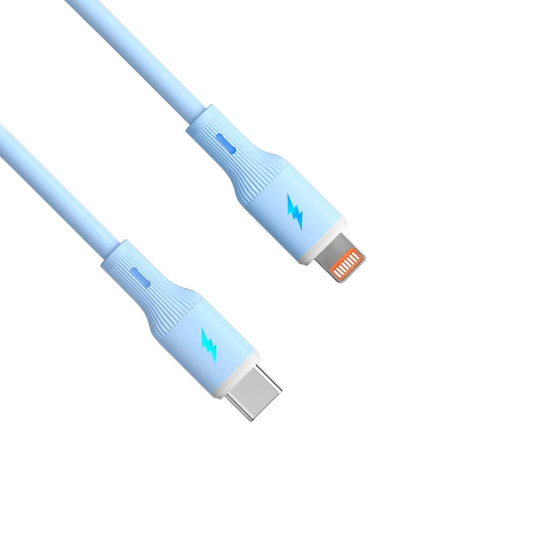 Akyga AK-USB-72 USB-C - Lightning silikoonkaabel, USB 2.0, 30 W, 1 m, sinine
