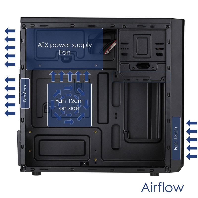 Akyga AK17BK Micro ATX tornkorpus, 2x USB 3.0, ilma toiteplokita, must