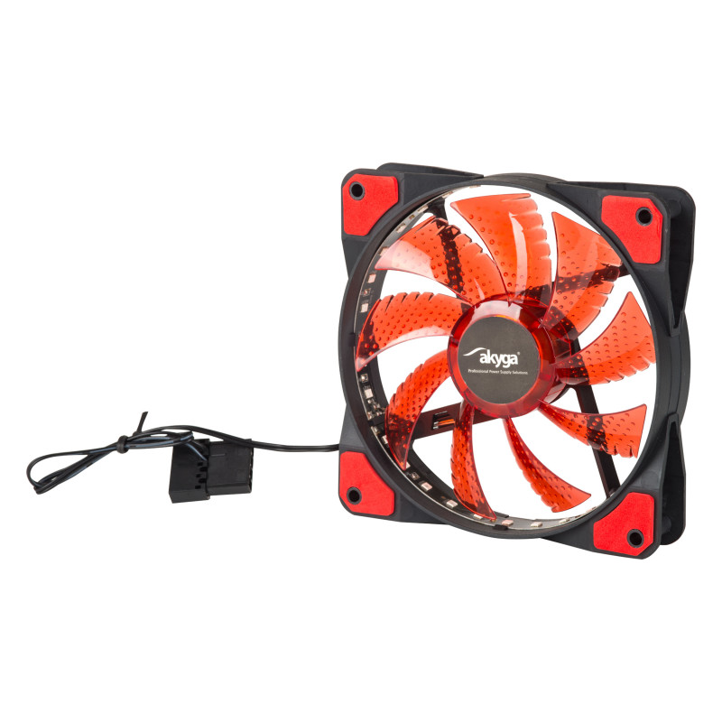 Akyga AW-12E-BR 120 mm korpusventilaator, 33 punast LED-i, Molex, must