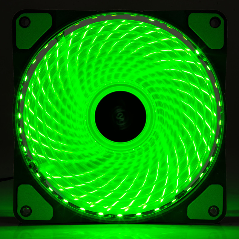 Akyga AW-12E-BG 120 mm korpuseventilaator, 33 rohelist LED-i, Molex, must