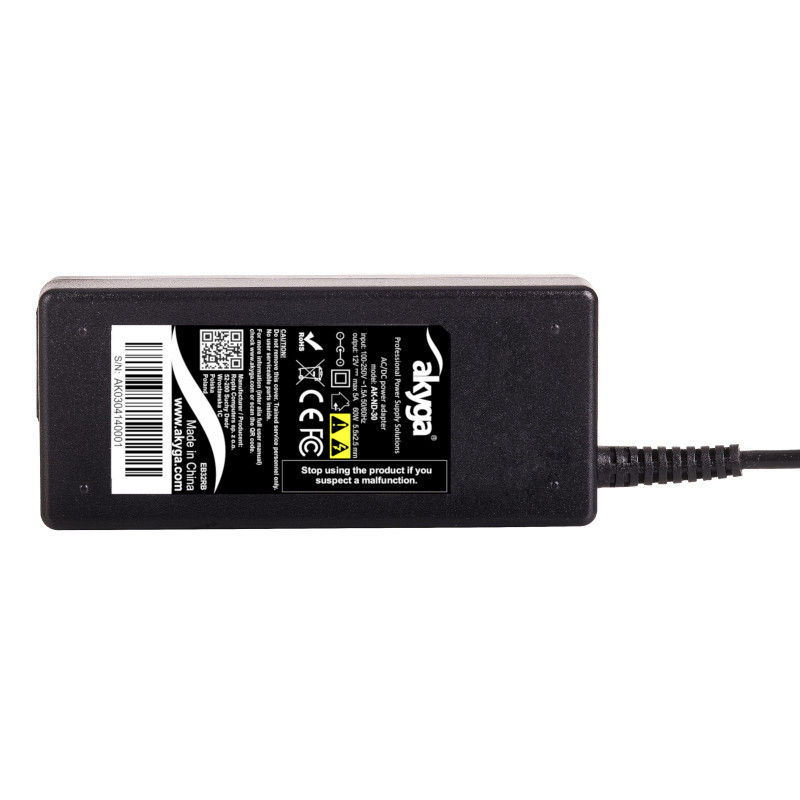Akyga AK-ND-30 toiteadapter 12 V, 5 A, 60 W, 5,5 x 2,5 mm, mini-PC / LED, 1,2 m