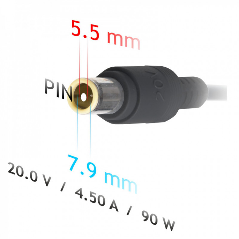Akyga AK-ND-39 sülearvuti autolaadija 20 V / 4,5 A, 90 W, 7,9 x 5,5 mm + tihvt, Lenovo sülearvutitele