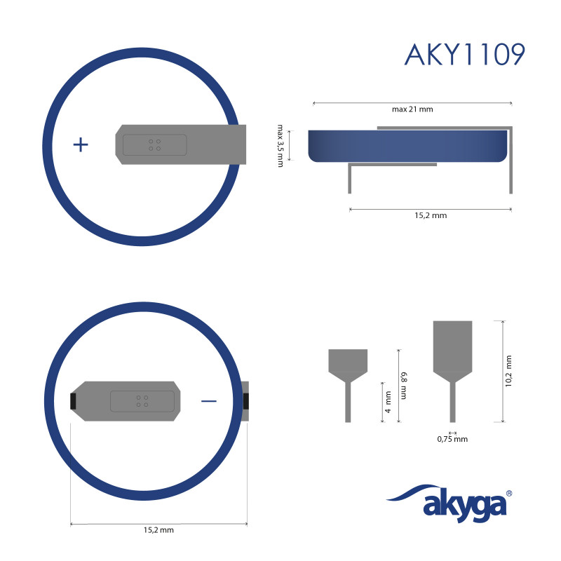 Akyga AKY1109 CR2032 HP2B liitiumaku 3 V 210 mAh 2 kontaktiga, 15,2 mm samm (THT)