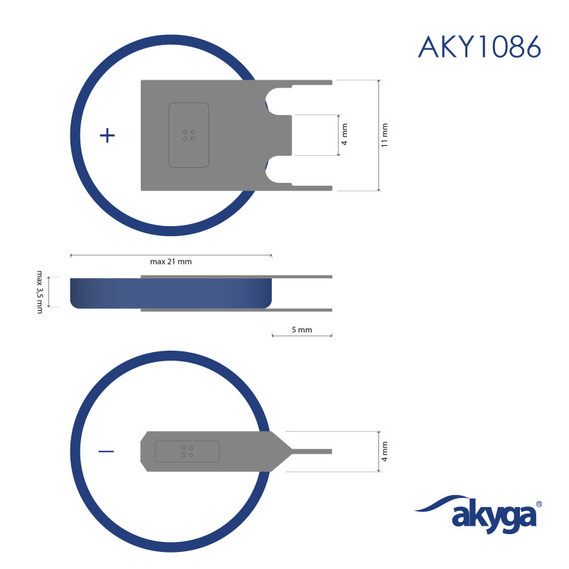 Akyga AKY1086 CR2032 PP3A liitiumaku 3 V 210 mAh 3 kontaktiga, 4 mm sammuga (THT)